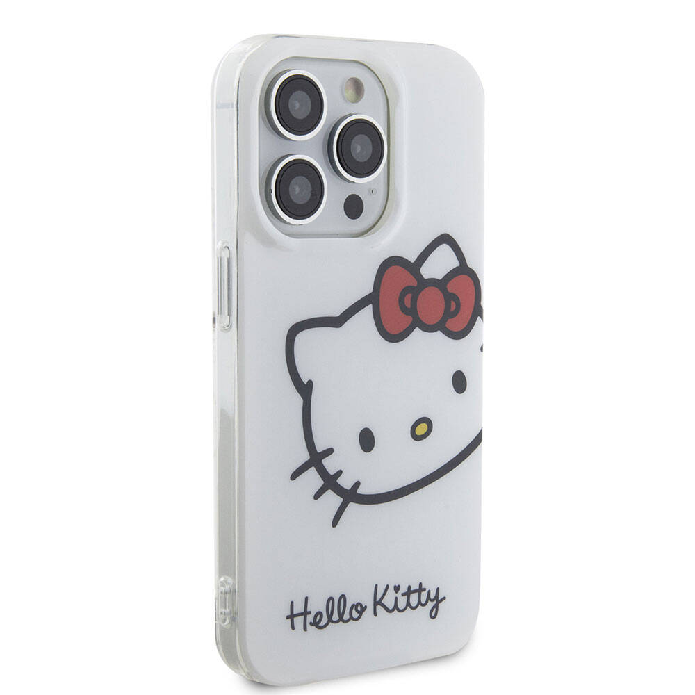 iPhone 15 Pro Kılıf Hello Kitty Orjinal Lisanslı Yazı ve İkonik Logolu Kitty Head Kapak