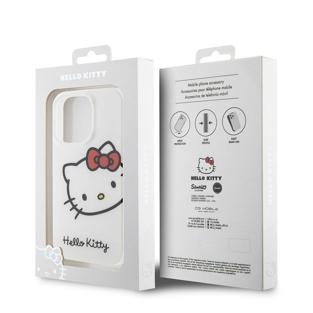 iPhone 15 Pro Kılıf Hello Kitty Orjinal Lisanslı Yazı ve İkonik Logolu Kitty Head Kapak