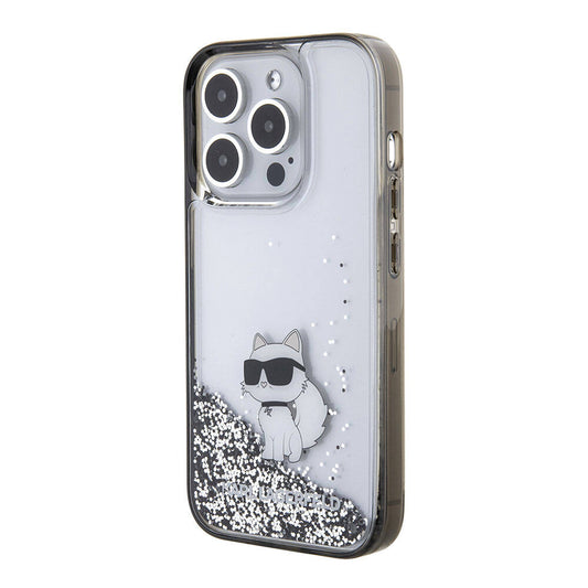iPhone 15 Pro Kılıf Karl Lagerfeld Choupette Sıvılı Glitter Orjinal Lisanslı Kapak