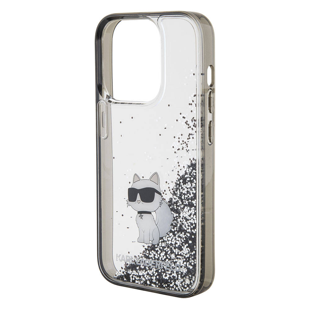 iPhone 15 Pro Kılıf Karl Lagerfeld Choupette Sıvılı Glitter Orjinal Lisanslı Kapak