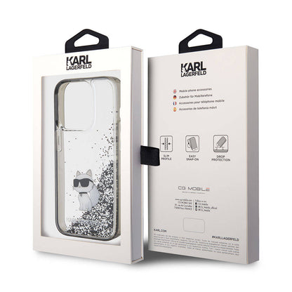 iPhone 15 Pro Kılıf Karl Lagerfeld Choupette Sıvılı Glitter Orjinal Lisanslı Kapak