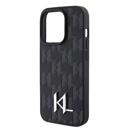 iPhone 15 Pro Kılıf Karl Lagerfeld Hot Stamp K&L Metal Logo Orjinal Lisanslı Kapak