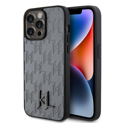 iPhone 15 Pro Kılıf Karl Lagerfeld Hot Stamp K&L Metal Logo Orjinal Lisanslı Kapak