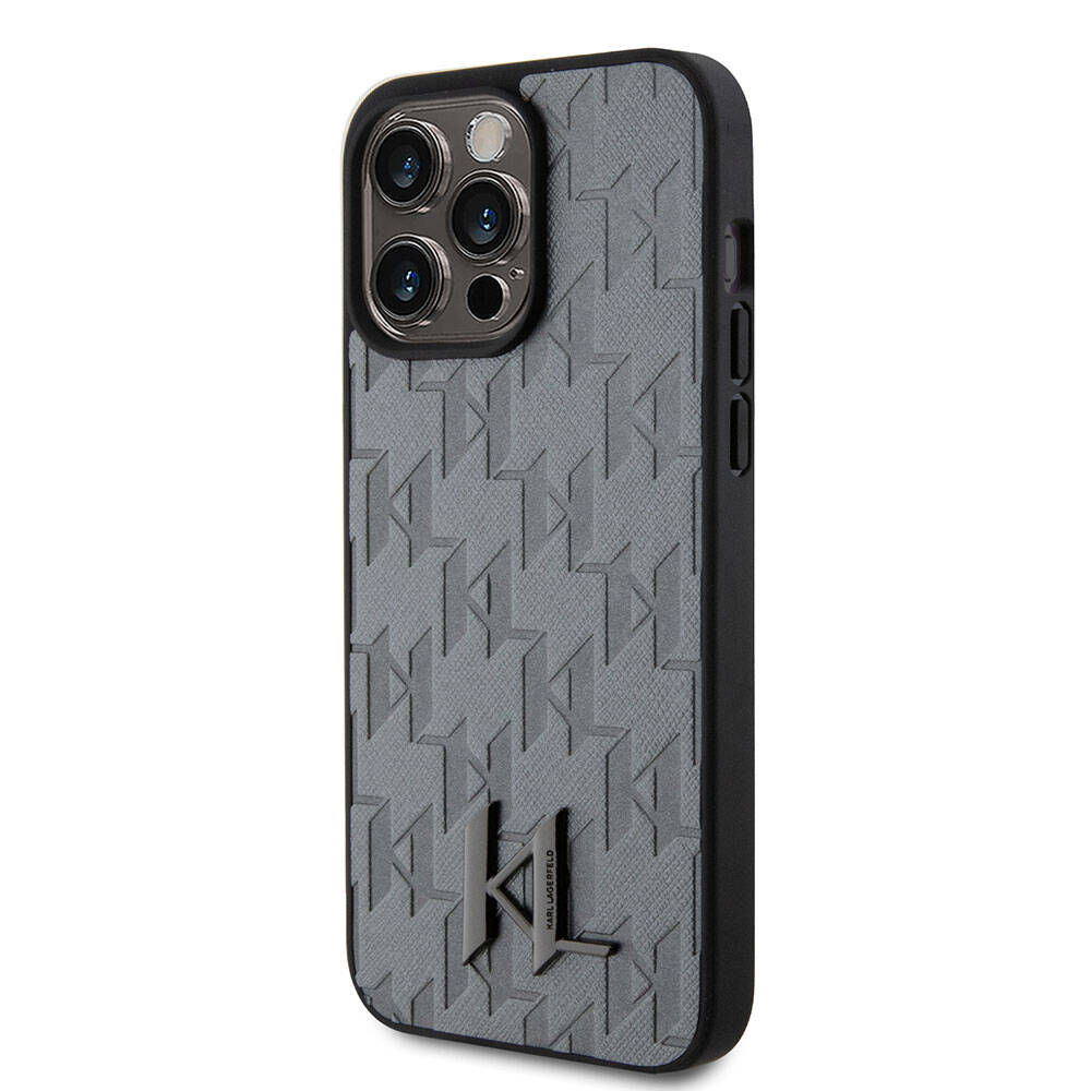 iPhone 15 Pro Kılıf Karl Lagerfeld Hot Stamp K&L Metal Logo Orjinal Lisanslı Kapak