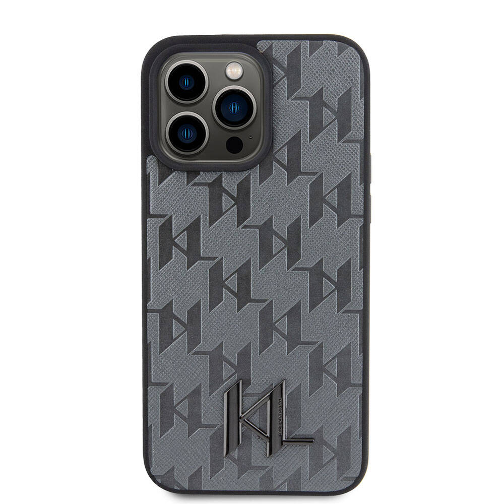 iPhone 15 Pro Kılıf Karl Lagerfeld Hot Stamp K&L Metal Logo Orjinal Lisanslı Kapak