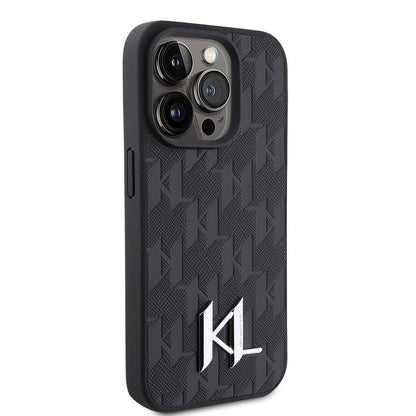 iPhone 15 Pro Kılıf Karl Lagerfeld Hot Stamp K&L Metal Logo Orjinal Lisanslı Kapak