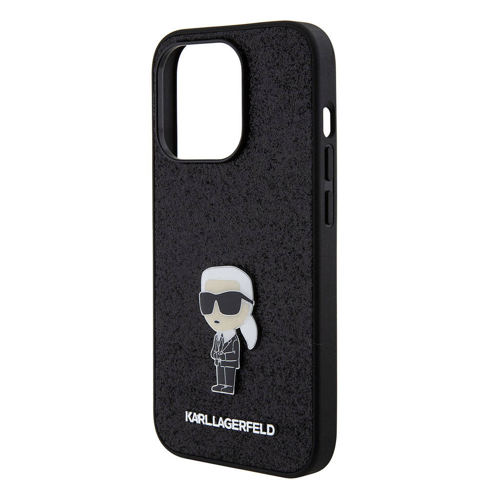 iPhone 15 Pro Kılıf Karl Lagerfeld İkonik Fixed Glitter Metal Logo Orjinal Lisanslı Kapak