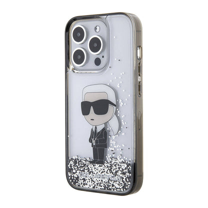 iPhone 15 Pro Kılıf Karl Lagerfeld İkonik Sıvılı Glitter Orjinal Lisanslı Kapak