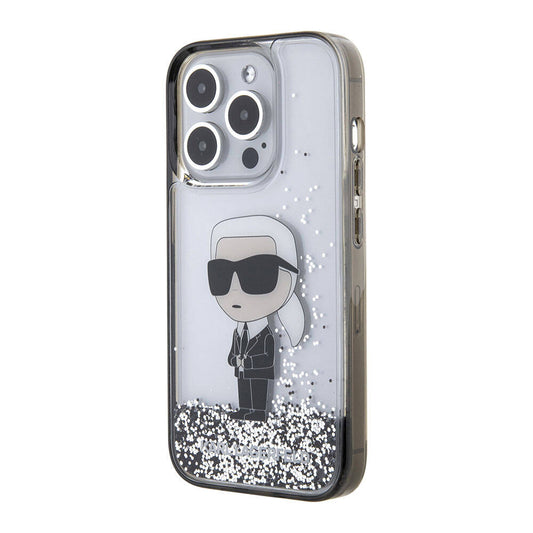 iPhone 15 Pro Kılıf Karl Lagerfeld İkonik Sıvılı Glitter Orjinal Lisanslı Kapak