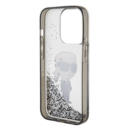 iPhone 15 Pro Kılıf Karl Lagerfeld İkonik Sıvılı Glitter Orjinal Lisanslı Kapak