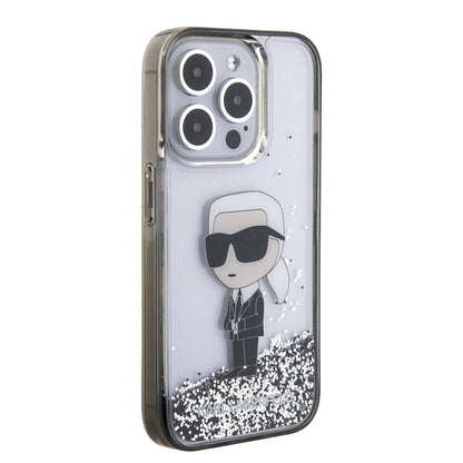 iPhone 15 Pro Kılıf Karl Lagerfeld İkonik Sıvılı Glitter Orjinal Lisanslı Kapak