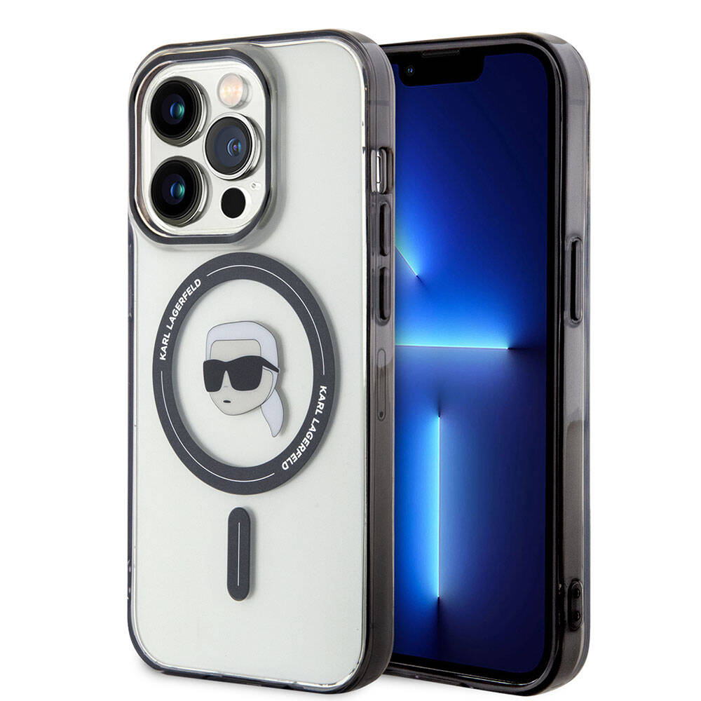 iPhone 15 Pro Kılıf Karl Lagerfeld M-safe Şarj Özellikli IML Karl Orjinal Lisanslı Kapak