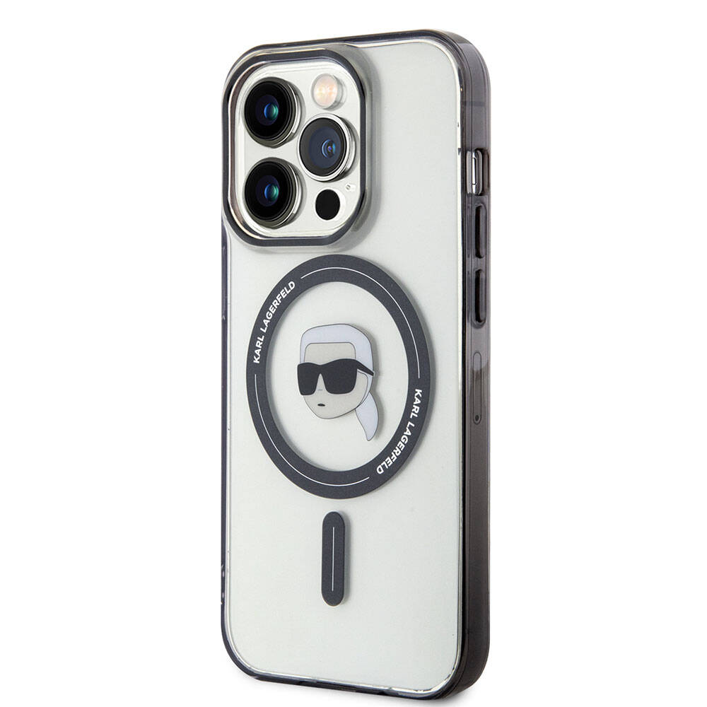 iPhone 15 Pro Kılıf Karl Lagerfeld M-safe Şarj Özellikli IML Karl Orjinal Lisanslı Kapak