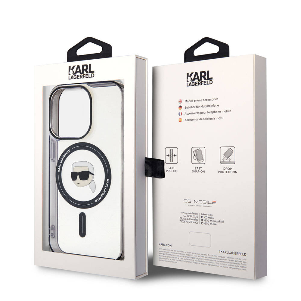 iPhone 15 Pro Kılıf Karl Lagerfeld M-safe Şarj Özellikli IML Karl Orjinal Lisanslı Kapak