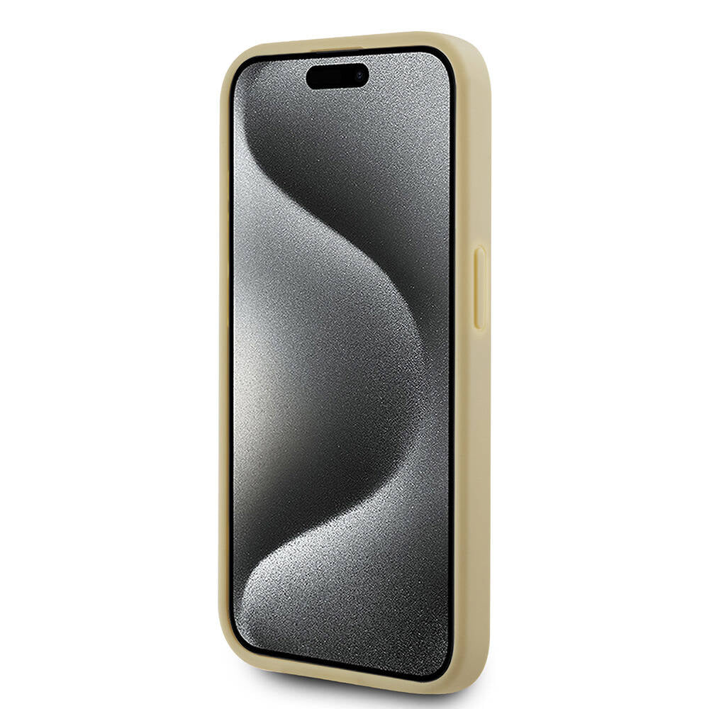 iPhone 15 Pro Kılıf Karl Lagerfeld Orjinal Lisanslı 3D KL Yazılı Tüylü Arka Yüzey Saffiano Rhinestones Kapak
