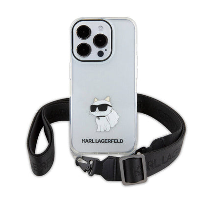 iPhone 15 Pro Kılıf Karl Lagerfeld Orjinal Lisanslı Boyun Askılı Choupette İkonik Crossbody Kapak
