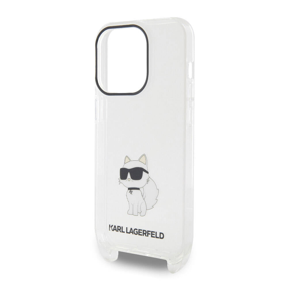 iPhone 15 Pro Kılıf Karl Lagerfeld Orjinal Lisanslı Boyun Askılı Choupette İkonik Crossbody Kapak
