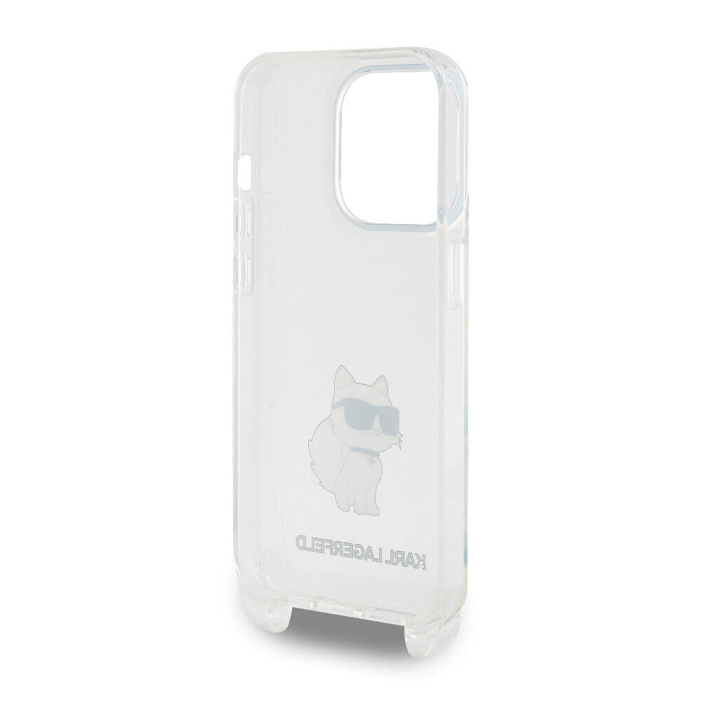 iPhone 15 Pro Kılıf Karl Lagerfeld Orjinal Lisanslı Boyun Askılı Choupette İkonik Crossbody Kapak