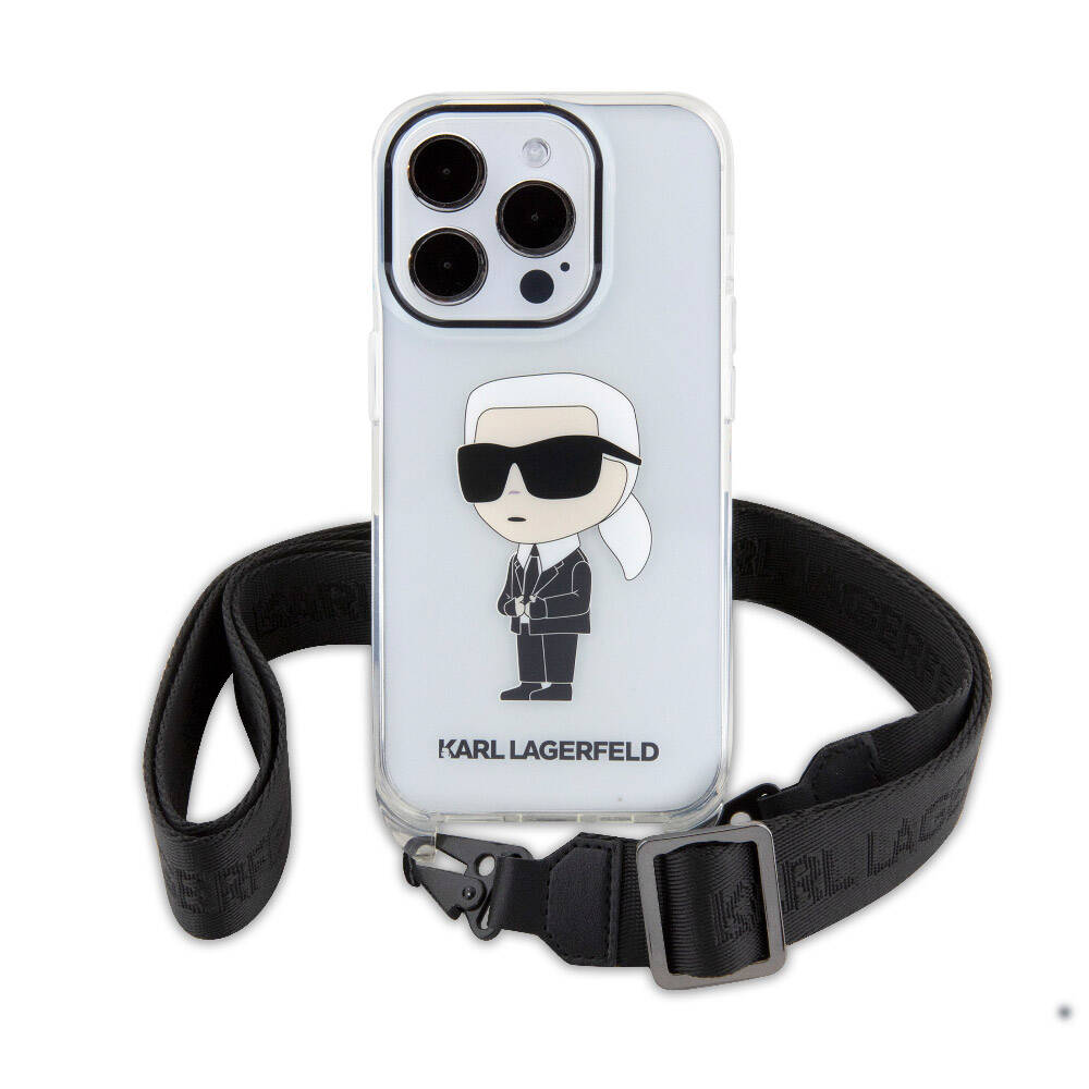 iPhone 15 Pro Kılıf Karl Lagerfeld Orjinal Lisanslı Boyun Askılı Karl İkonik Crossbody Kapak