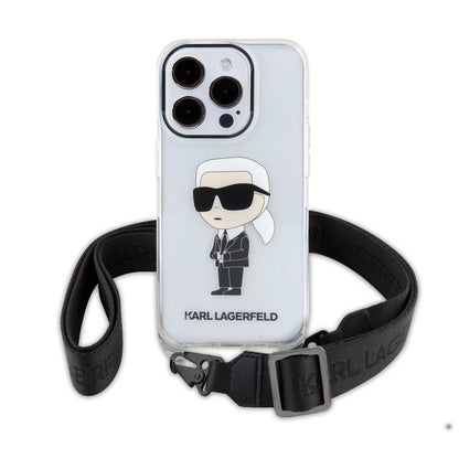iPhone 15 Pro Kılıf Karl Lagerfeld Orjinal Lisanslı Boyun Askılı Karl İkonik Crossbody Kapak