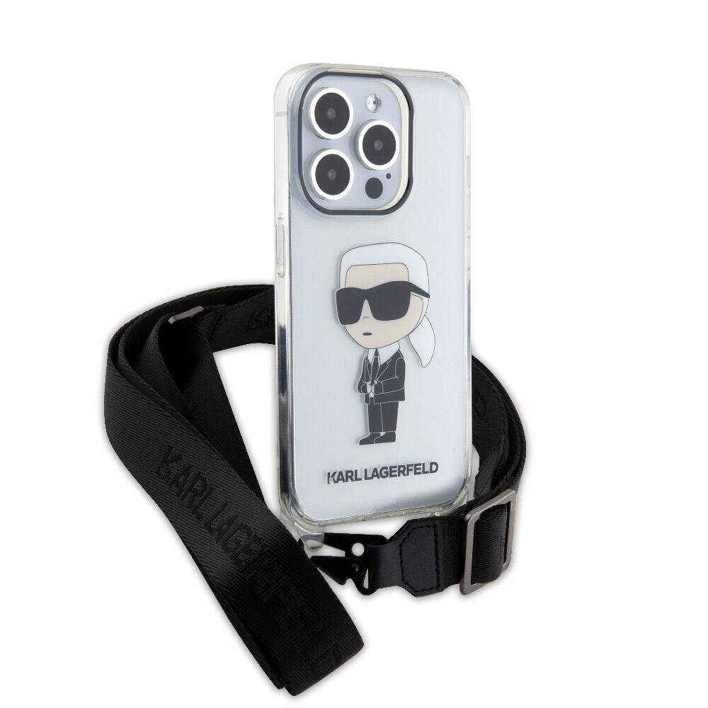 iPhone 15 Pro Kılıf Karl Lagerfeld Orjinal Lisanslı Boyun Askılı Karl İkonik Crossbody Kapak