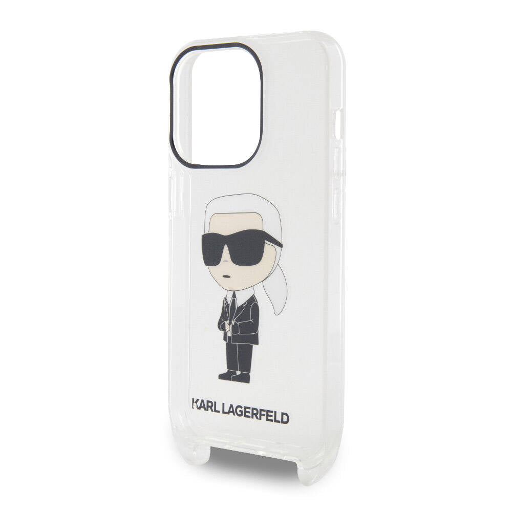 iPhone 15 Pro Kılıf Karl Lagerfeld Orjinal Lisanslı Boyun Askılı Karl İkonik Crossbody Kapak
