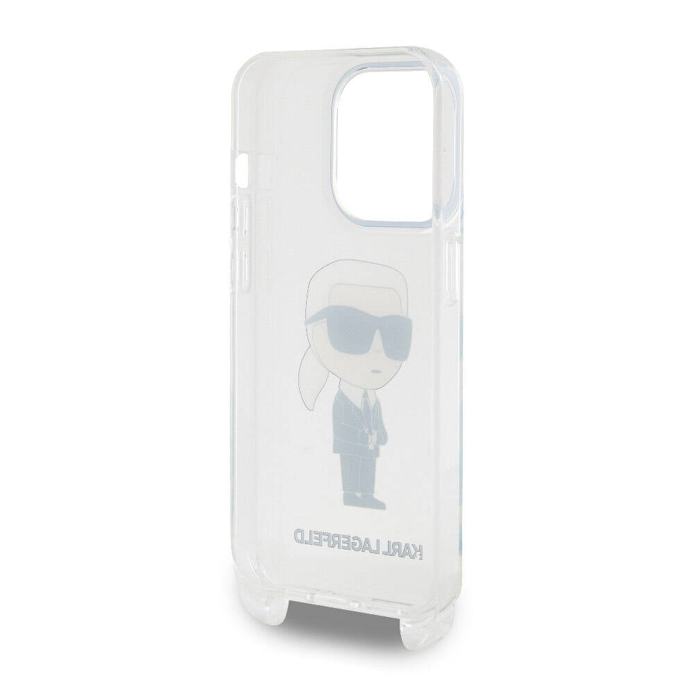 iPhone 15 Pro Kılıf Karl Lagerfeld Orjinal Lisanslı Boyun Askılı Karl İkonik Crossbody Kapak