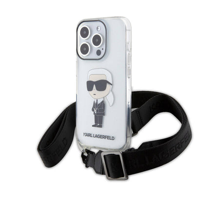 iPhone 15 Pro Kılıf Karl Lagerfeld Orjinal Lisanslı Boyun Askılı Karl İkonik Crossbody Kapak