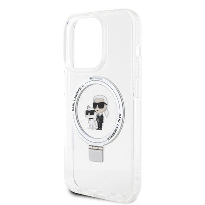 iPhone 15 Pro Kılıf Karl Lagerfeld Orjinal Lisanslı M-safe Şarj Özellikli K&C İkonik Baskılı Ring Standlı Kapak