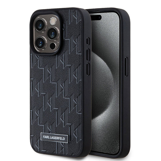 iPhone 15 Pro Kılıf Karl Lagerfeld Orjinal Lisanslı M-safe Şarj Özellikli KL Yazılı Hot Stamp Kapak