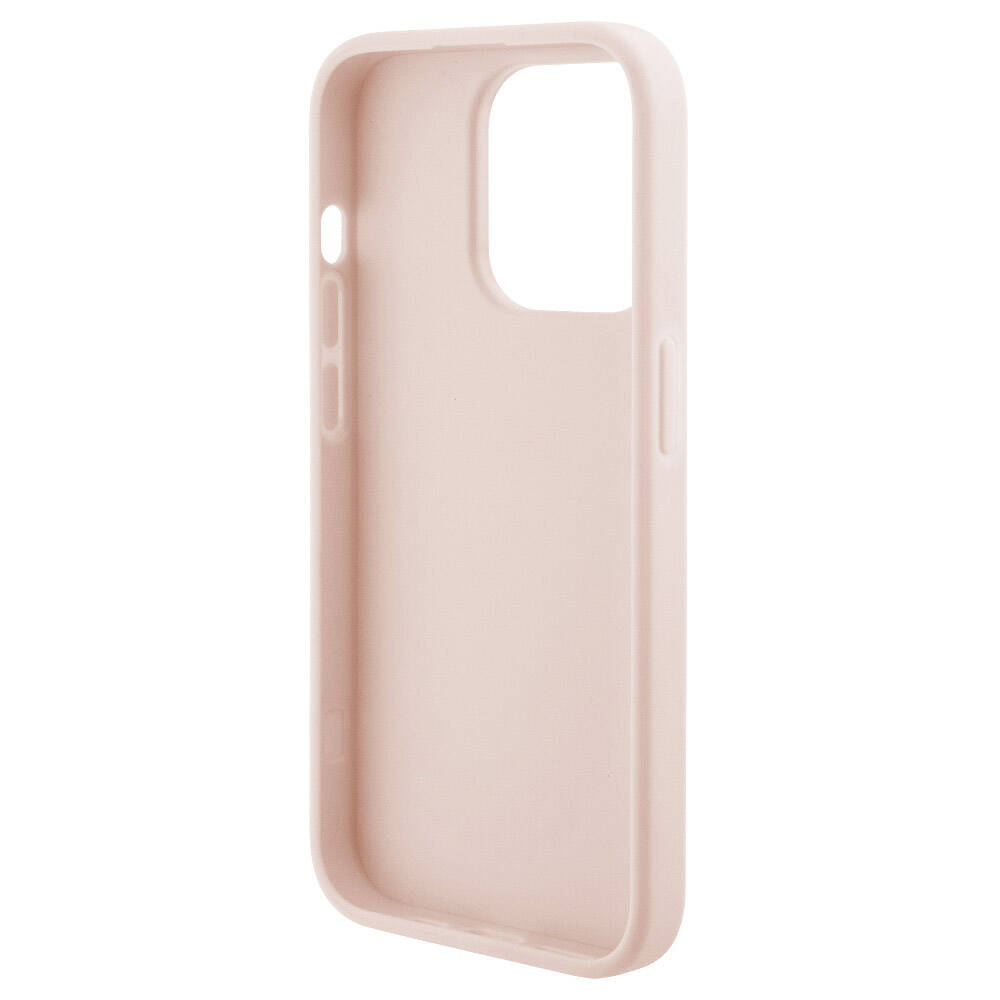iPhone 15 Pro Kılıf Karl Lagerfeld Orjinal Lisanslı Metal Yazı Logolu Dikişli Logo Arka Yüzey Kapitone Kapak