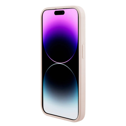 iPhone 15 Pro Kılıf Karl Lagerfeld Orjinal Lisanslı Metal Yazı Logolu Dikişli Logo Arka Yüzey Kapitone Kapak