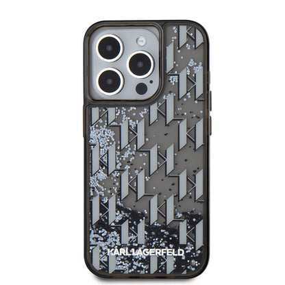 iPhone 15 Pro Kılıf Karl Lagerfeld Orjinal Lisanslı Simli KL Yazılı Monogram Gradıent Kapak