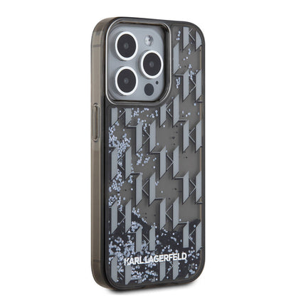 iPhone 15 Pro Kılıf Karl Lagerfeld Orjinal Lisanslı Simli KL Yazılı Monogram Gradıent Kapak