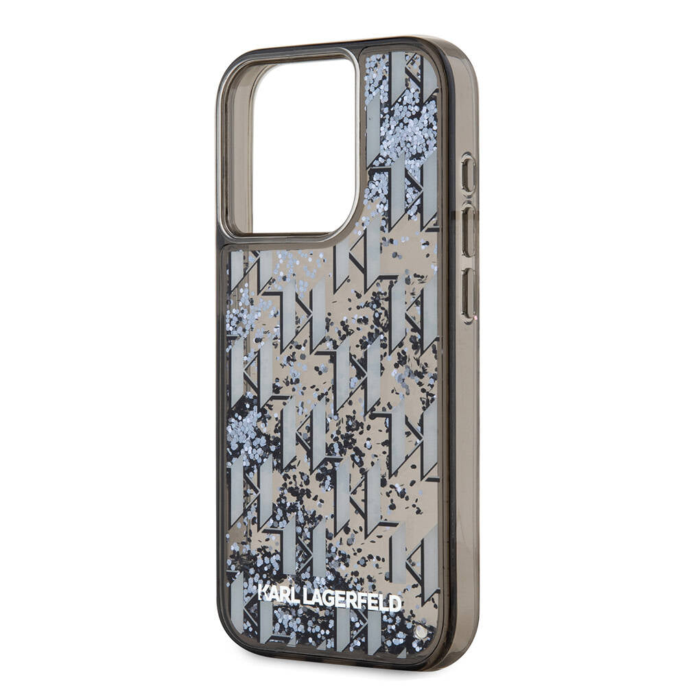 iPhone 15 Pro Kılıf Karl Lagerfeld Orjinal Lisanslı Simli KL Yazılı Monogram Gradıent Kapak