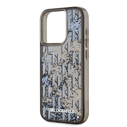 iPhone 15 Pro Kılıf Karl Lagerfeld Orjinal Lisanslı Simli KL Yazılı Monogram Gradıent Kapak