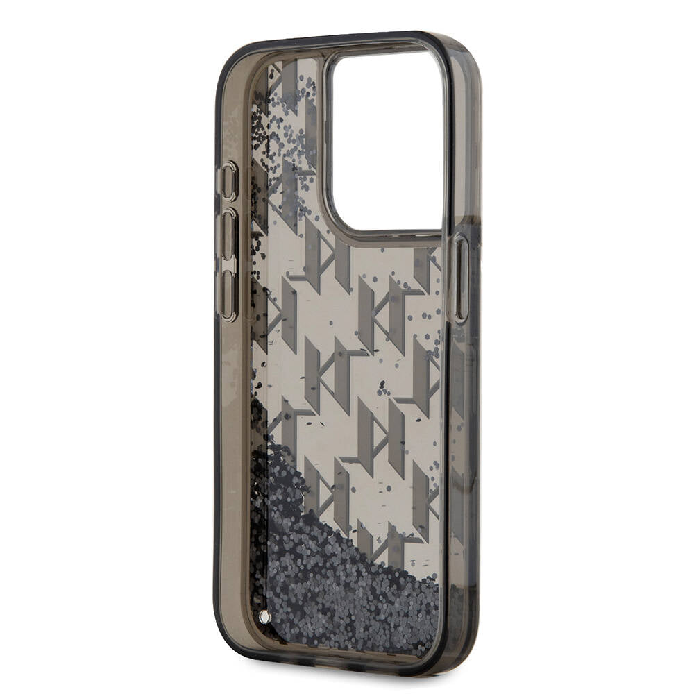 iPhone 15 Pro Kılıf Karl Lagerfeld Orjinal Lisanslı Simli KL Yazılı Monogram Gradıent Kapak