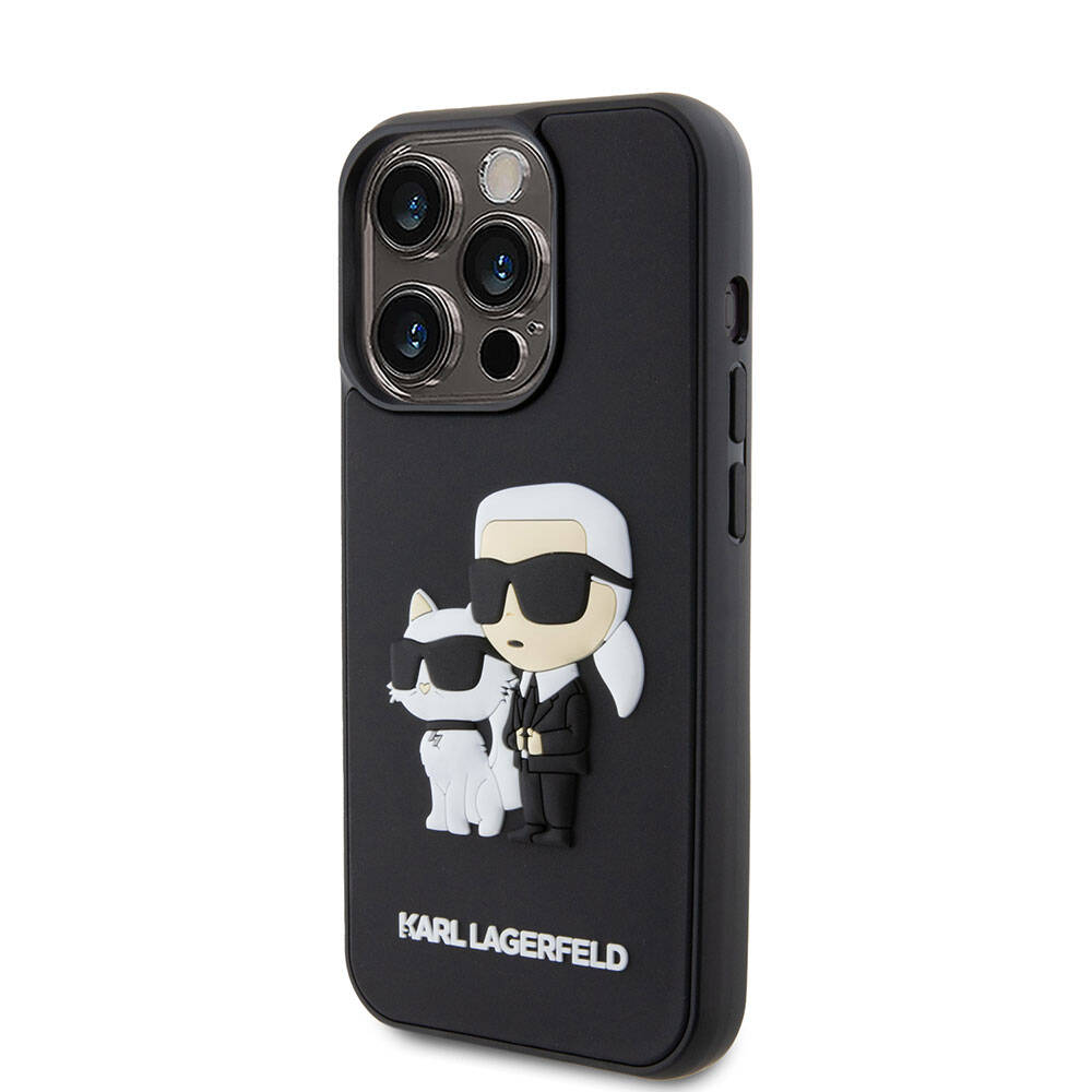 iPhone 15 Pro Kılıf Karl Lagerfeld Silikon 3D K&C Logo Orjinal Lisanslı Kapak
