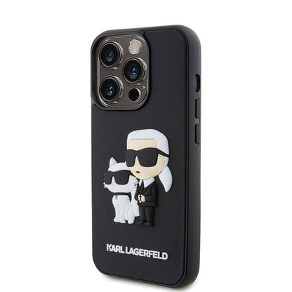 iPhone 15 Pro Kılıf Karl Lagerfeld Silikon 3D K&C Logo Orjinal Lisanslı Kapak