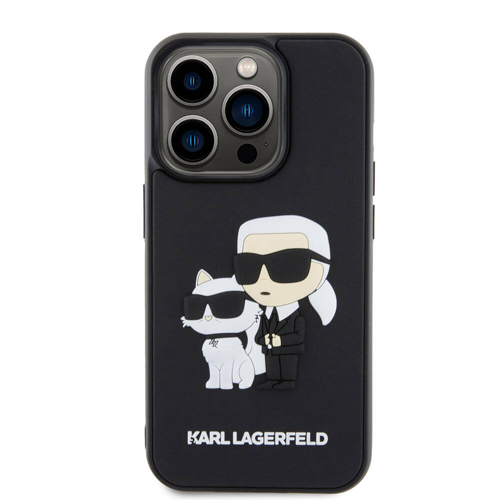 iPhone 15 Pro Kılıf Karl Lagerfeld Silikon 3D K&C Logo Orjinal Lisanslı Kapak