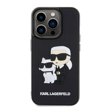 iPhone 15 Pro Kılıf Karl Lagerfeld Silikon 3D K&C Logo Orjinal Lisanslı Kapak