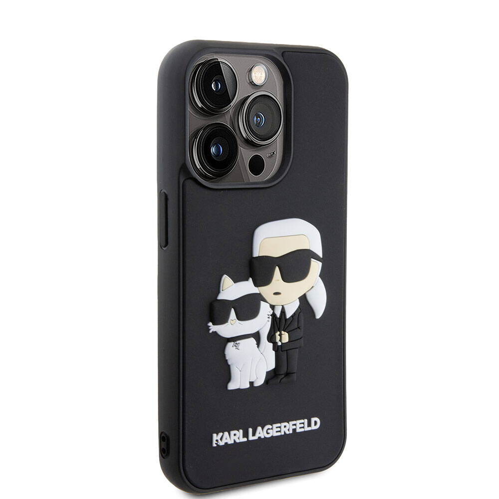 iPhone 15 Pro Kılıf Karl Lagerfeld Silikon 3D K&C Logo Orjinal Lisanslı Kapak