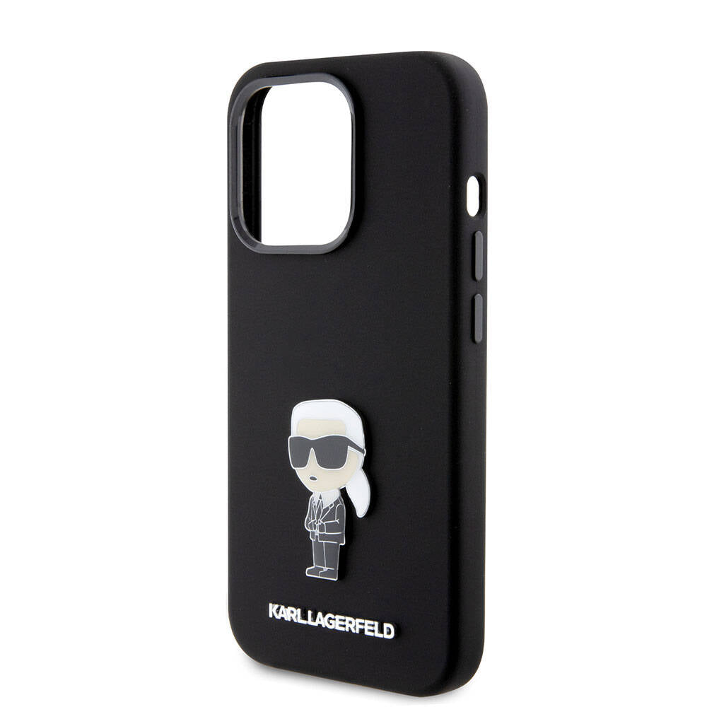 iPhone 15 Pro Kılıf Karl Lagerfeld Silikon İkonik Metal Logo Orjinal Lisanslı Kapak
