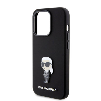 iPhone 15 Pro Kılıf Karl Lagerfeld Silikon İkonik Metal Logo Orjinal Lisanslı Kapak
