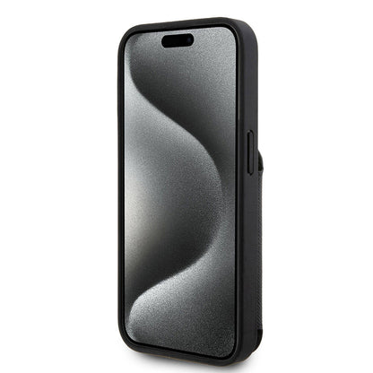 iPhone 15 Pro Kılıf Karl Lagerfeld Standlı Kartlıklı Saffiano K&C Metal Logo Orjinal Lisanslı Kapak