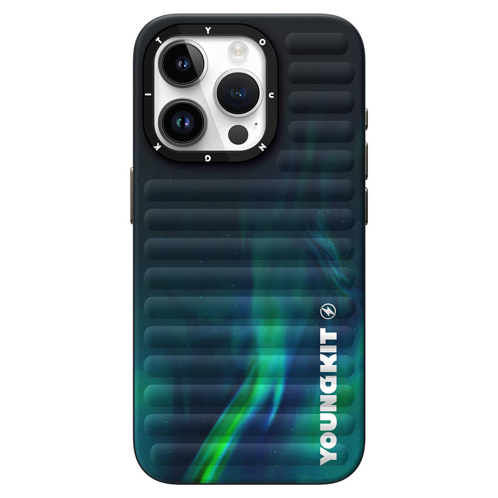 iPhone 15 Pro Kılıf Kuzey Işıkları Desenli Youngkit Aurora Serisi Kapak