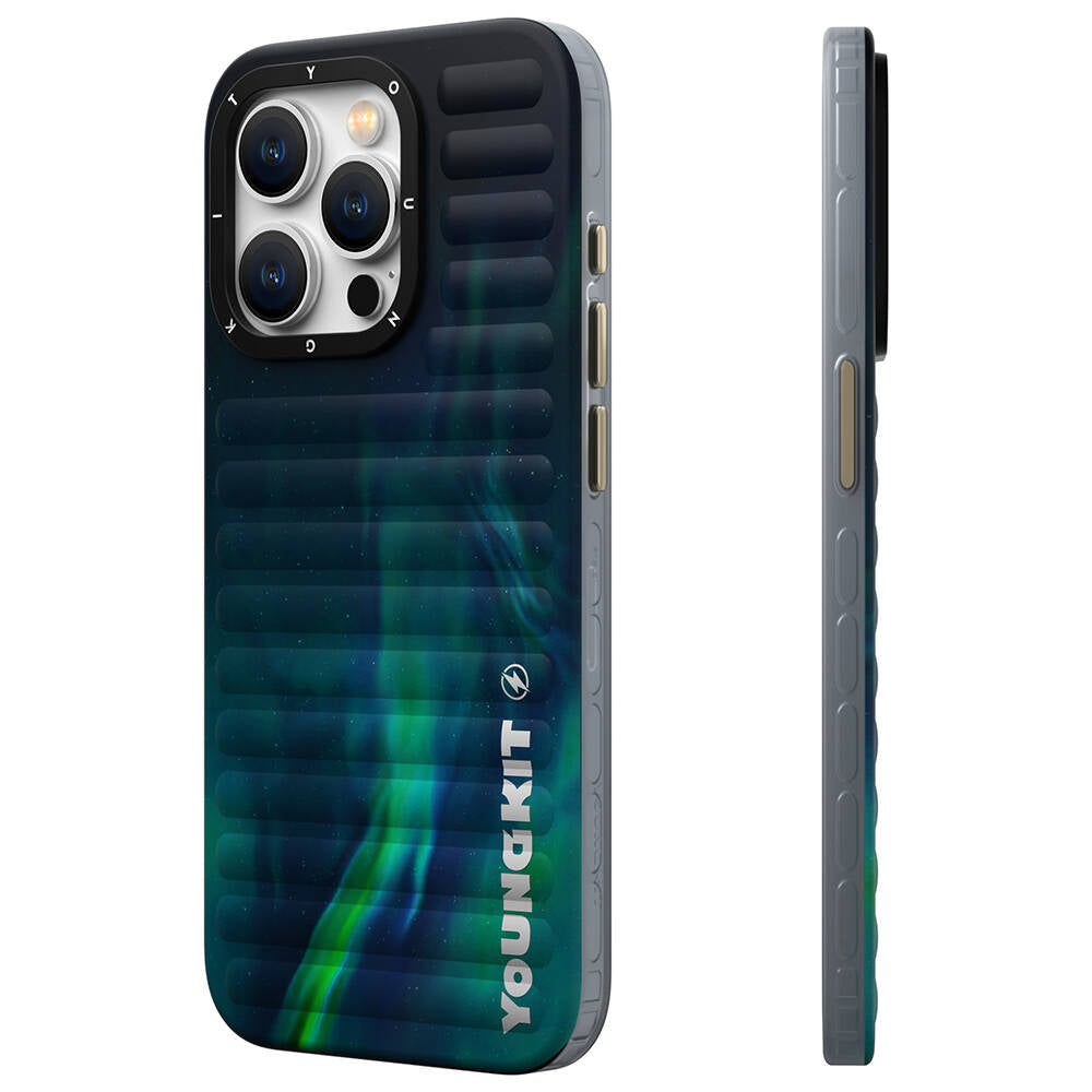 iPhone 15 Pro Kılıf Kuzey Işıkları Desenli Youngkit Aurora Serisi Kapak