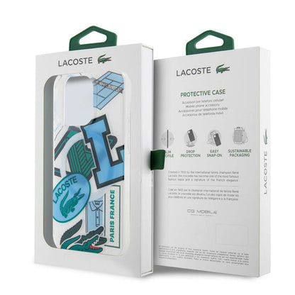 iPhone 15 Pro Kılıf Lacoste Orjinal Lisanslı M-safe Şarj Özellikli Çift Katmanlı Yamalar Desenli Kapak