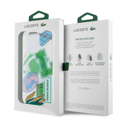 iPhone 15 Pro Kılıf Lacoste Orjinal Lisanslı M-safe Şarj Özellikli Çift Katmanlı Yamalar Desenli Kapak