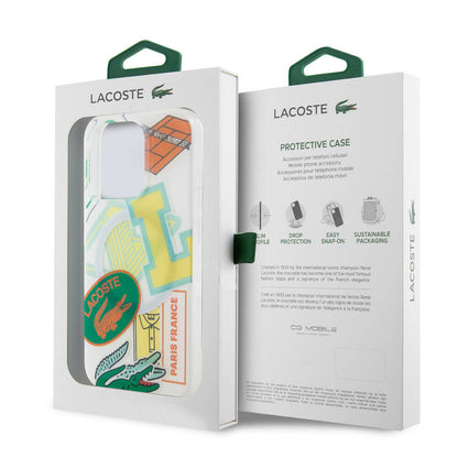 iPhone 15 Pro Kılıf Lacoste Orjinal Lisanslı M-safe Şarj Özellikli Çift Katmanlı Yamalar Desenli Kapak